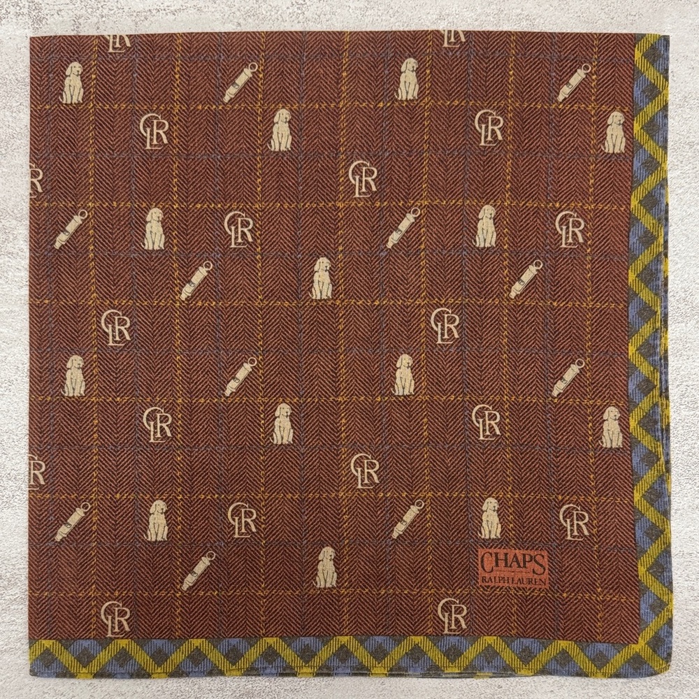 Chaps Brown Pocket Square vintage cotton